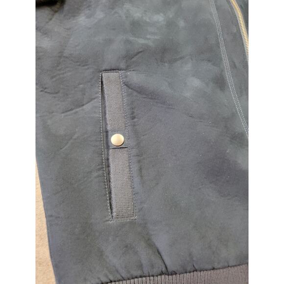 Enzo Tovare Coat Mens Medium Blue Faux Suede Elbow Patches Bomber Jacket - Picture 5 of 14